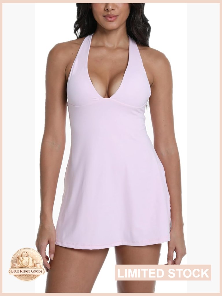 Tennis Dress With Built In Shorts Athletic Workout Golf Active Dress Side